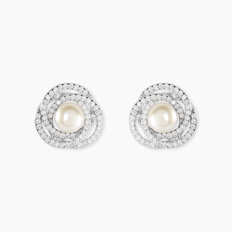 Boucles D'oreilles Pendantes Matilda Argent  Perle Culture Et Oxyde - Boucles d'oreilles pendantes Femme | Histoire d&rsquo;Or
