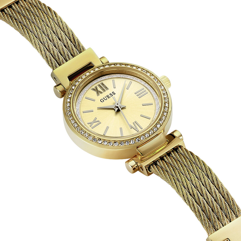 MONTRE POUR FEMME EN ACIER DORÉ ET C.Z | Bijouterie la perle rare