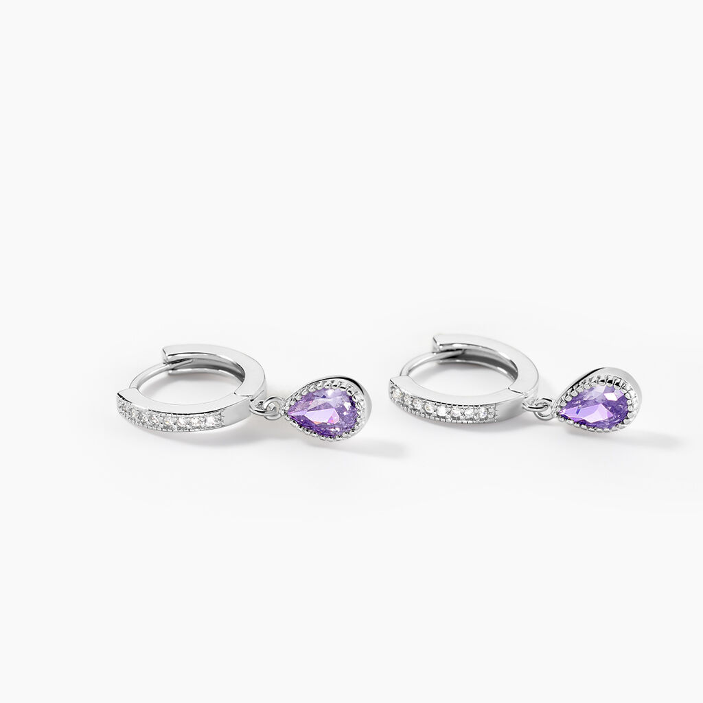 Créoles Jerusha Argent Blanc Oxyde De Zirconium - Boucles d'oreilles créoles Femme | Histoire d’Or