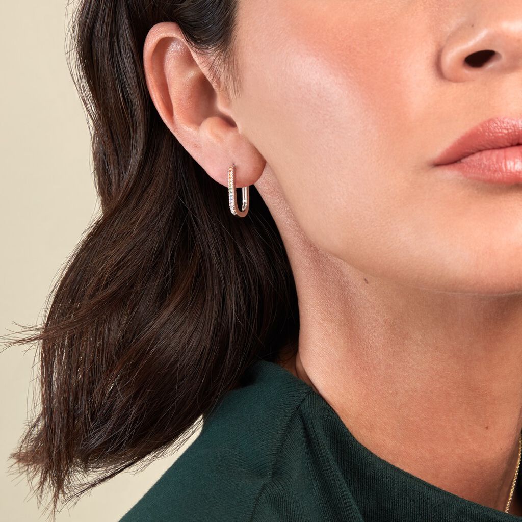 Créoles Lutetia Argent Blanc Oxyde De Zirconium - Boucles d'oreilles créoles Femme | Histoire d’Or