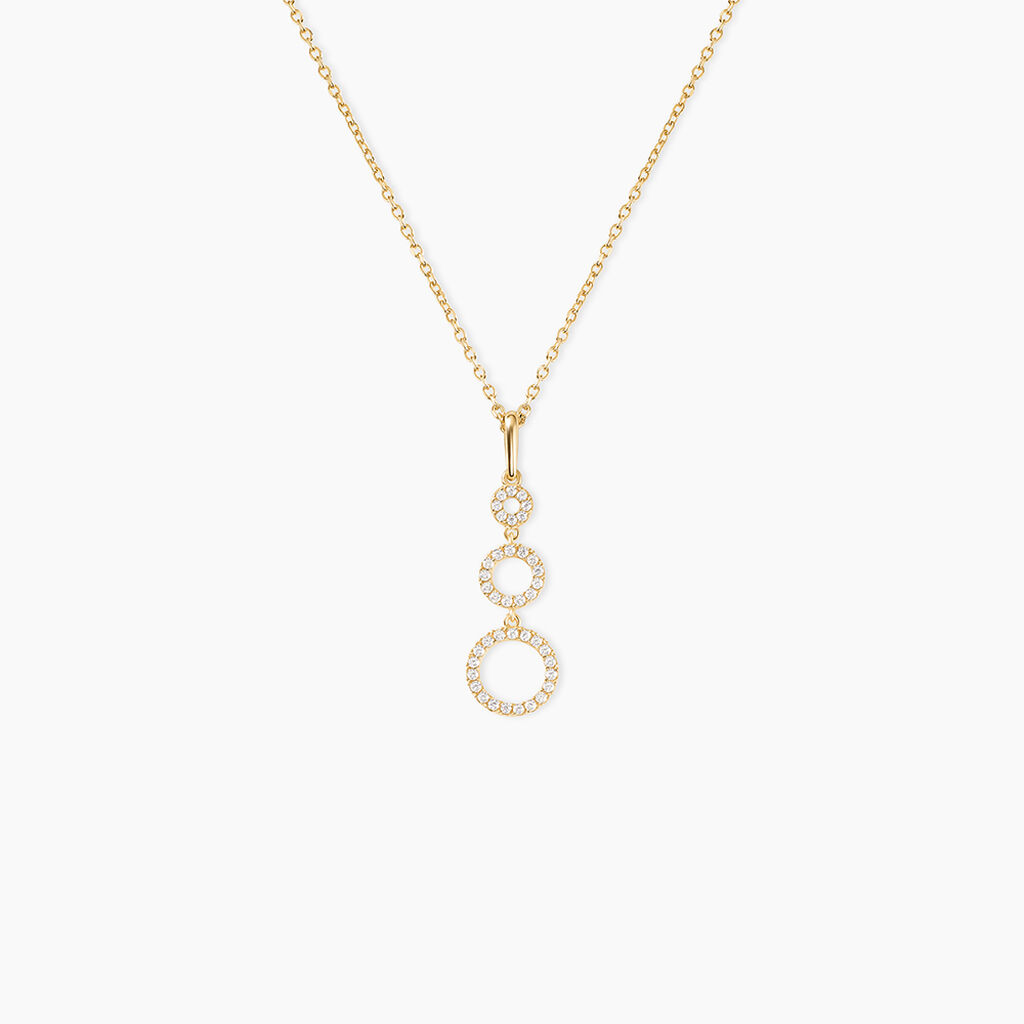 Collier Camron Argent Dor&eacute; A L'Or 750/1000 Oxyde De Zirconium - Colliers Femme | Histoire d&rsquo;Or