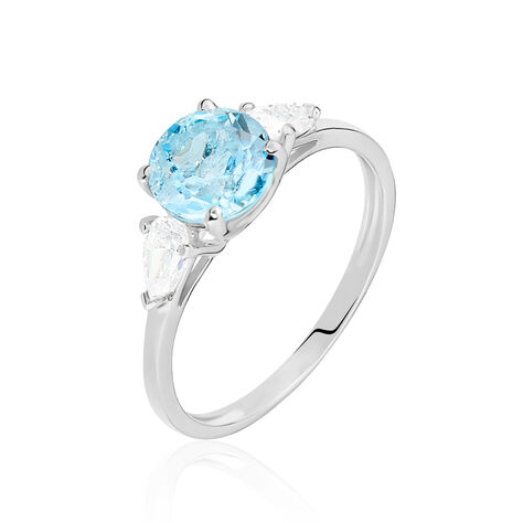 Bague Giana Or Blanc Topaze Et Oxyde De Zirconium - Bagues solitaires Femme | Histoire d&rsquo;Or