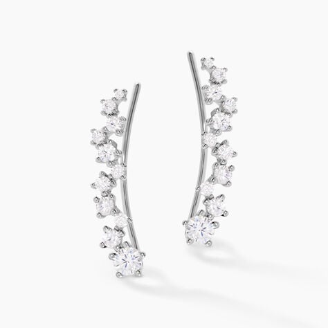 Bijoux D¿oreilles Grimpants Enza Argent Blanc Oxyde De Zirconium - Boucles d'oreilles fantaisie Femme | Histoire d’Or