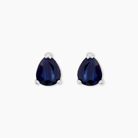 Boucles D'oreilles Puces Or Blanc Isador Saphir - Clous d'oreilles Femme | Histoire d’Or