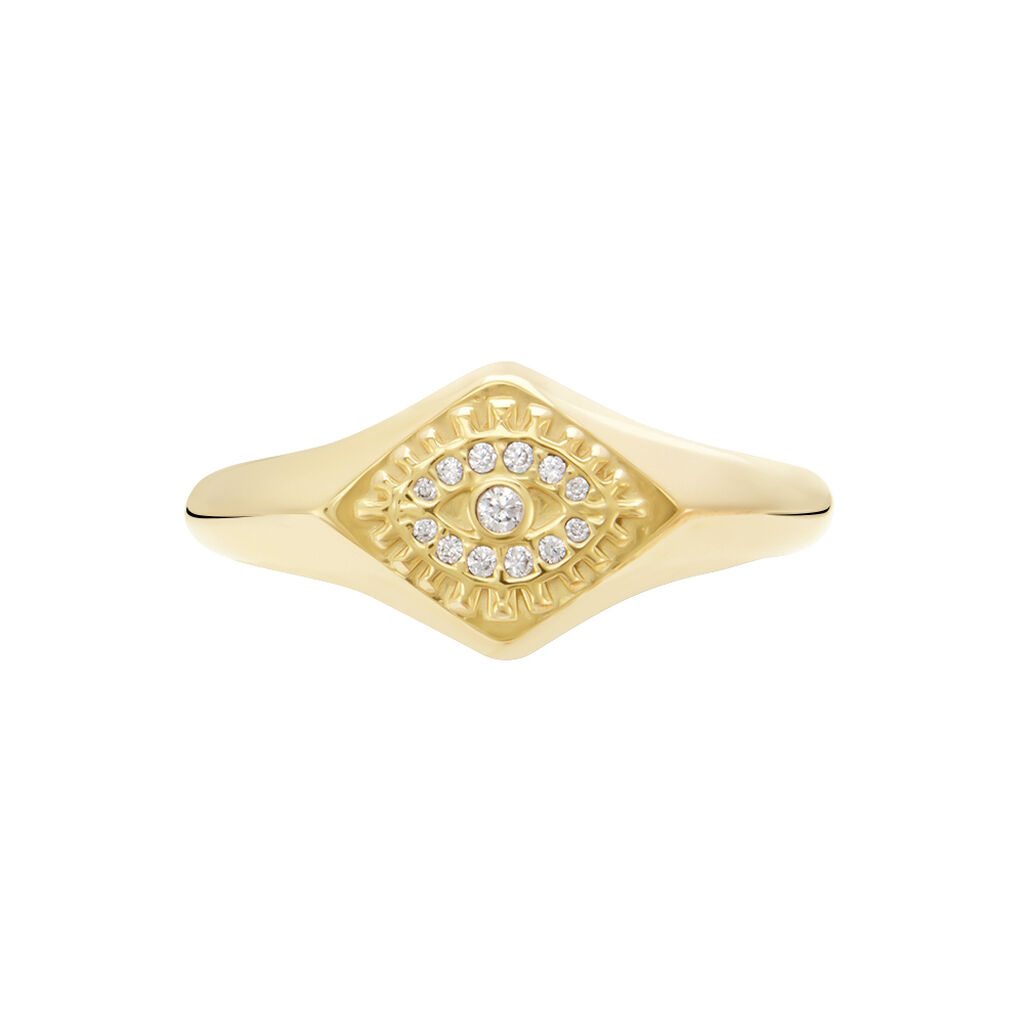Chevalière Plaqué Or Jaune Ignazio Oxyde De Zirconium - Chevalières Femme | Histoire d’Or