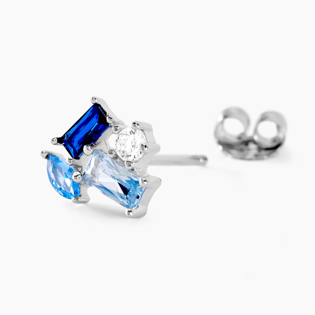 Boucles D'oreilles Puces Guillemette Argent Blanc Pierre D'imitation - Boucles d'oreilles fantaisie Femme | Histoire d’Or