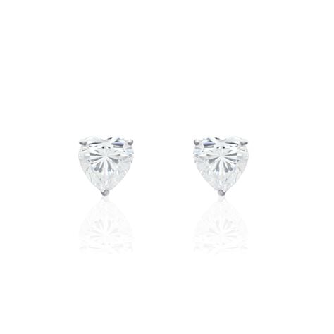 Boucles D'oreilles Puces Or Blanc Katherine Oxyde De Zirconium - Clous d'oreilles Femme | Histoire d’Or