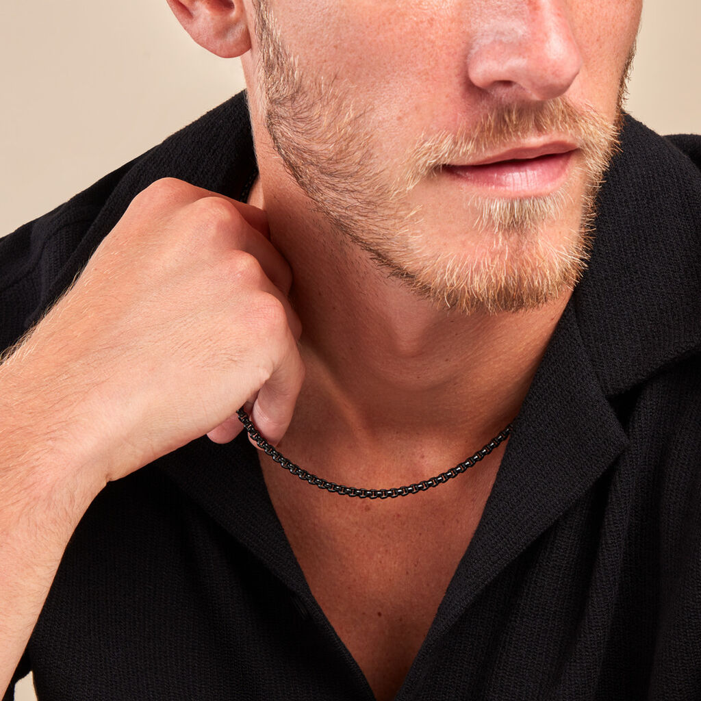 Chaine Emrick Acier Noir - Chaines Homme | Histoire d’Or
