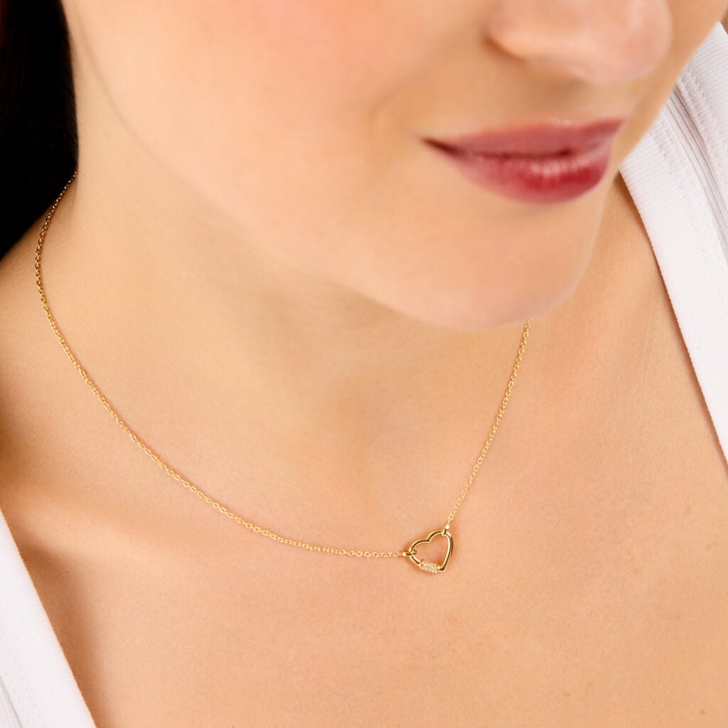 Collier Minie Argent Dor&eacute; A L'Or 750/1000 Oxyde De Zirconium - F&ecirc;te des m&egrave;res Femme | Histoire d&rsquo;Or