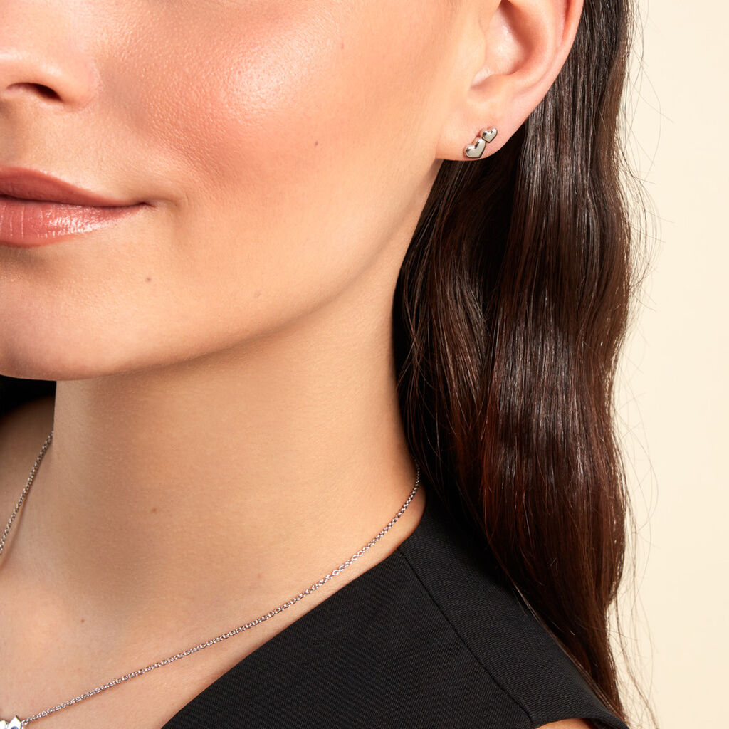 Boucles D'oreilles Puces Te Amo Argent Blanc - Boucles d'oreilles fantaisie Femme | Histoire d’Or