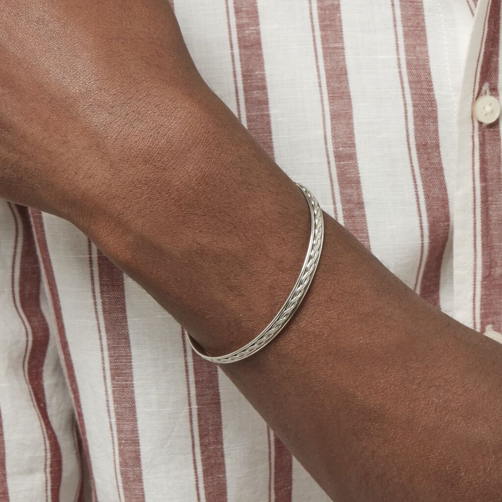 Bracelet Jonc Oscaro Argent Gris - Bracelets joncs Homme | Histoire d’Or