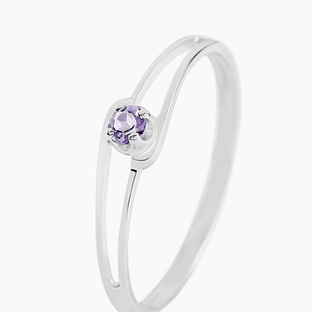 Bague Veroucha Or Blanc Amethyste - Bagues solitaires Femme | Histoire d&rsquo;Or