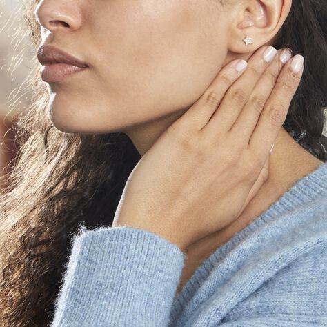 Boucles D'oreilles Puces Or Jaune Fragaria Oxydes - Boucles d'Oreilles Etoile Femme | Histoire d’Or