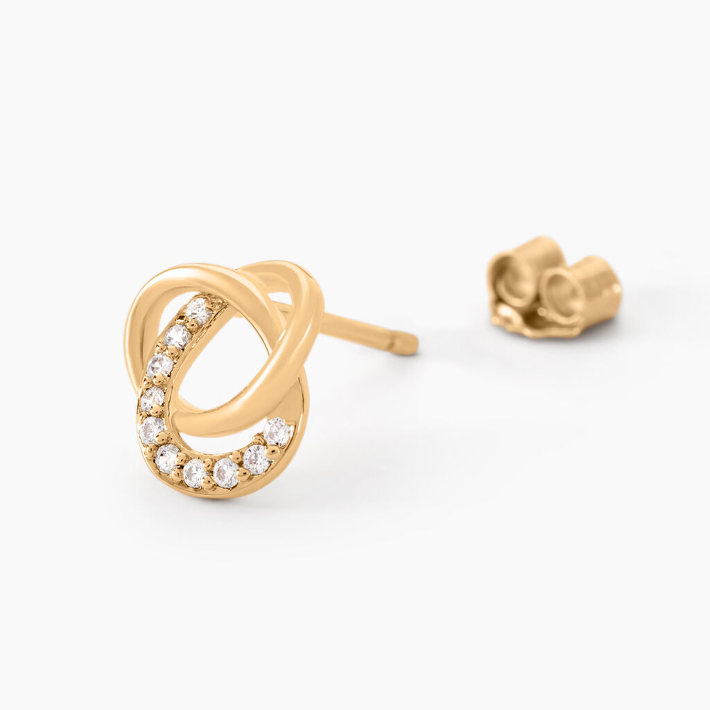 Boucles D'oreilles Puces Henia Plaqu&eacute; Or Jaune Oxyde De Zirconium - Boucles d'oreilles fantaisie Femme | Histoire d&rsquo;Or