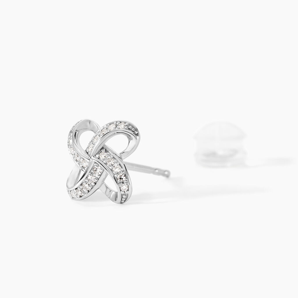Boucles D'Oreilles Puces Leonille Or Blanc Diamant - Clous d'oreilles Femme | Histoire d&rsquo;Or