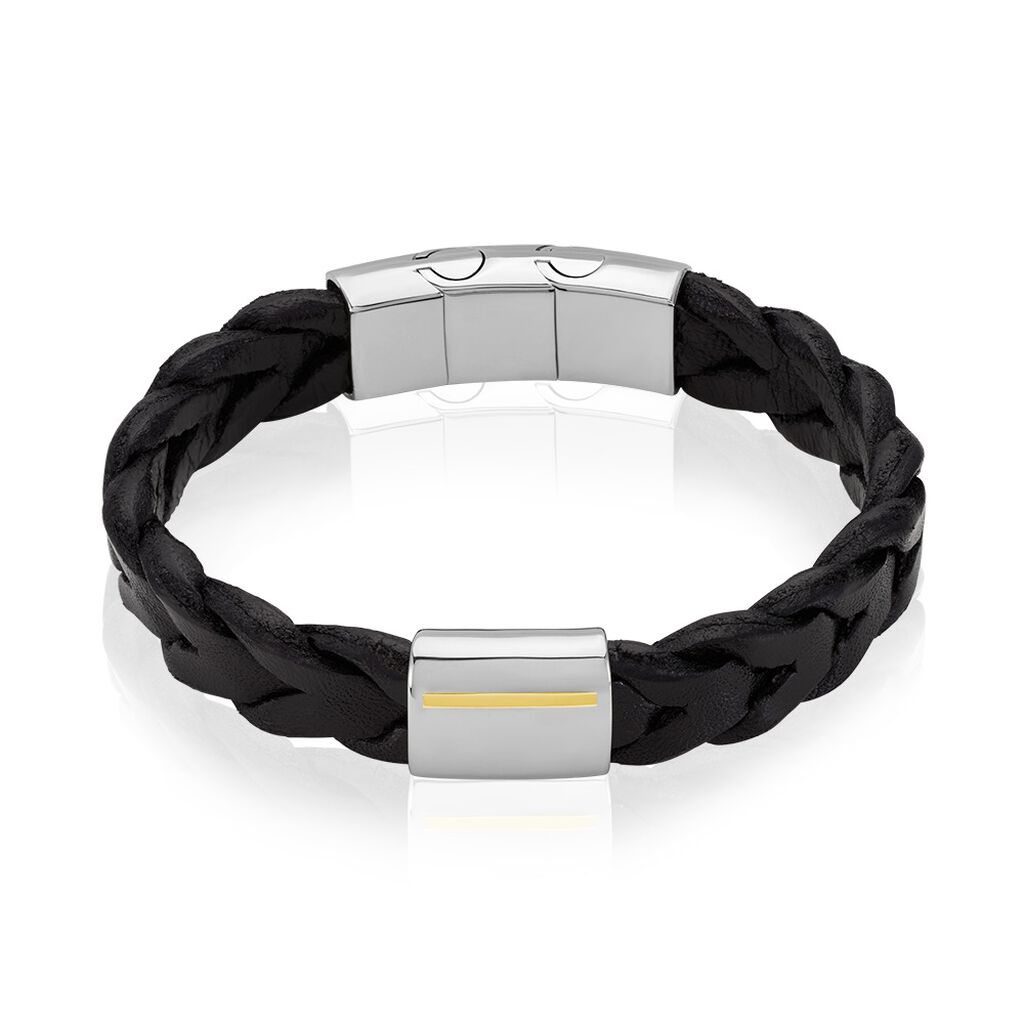 Bracelet Jourdan Cuir Noir - Bracelets Homme | Histoire d’Or