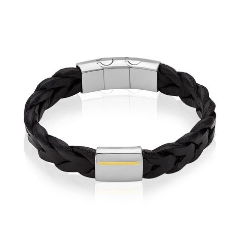 Bracelet homme fantaisie cuir noir et blanc