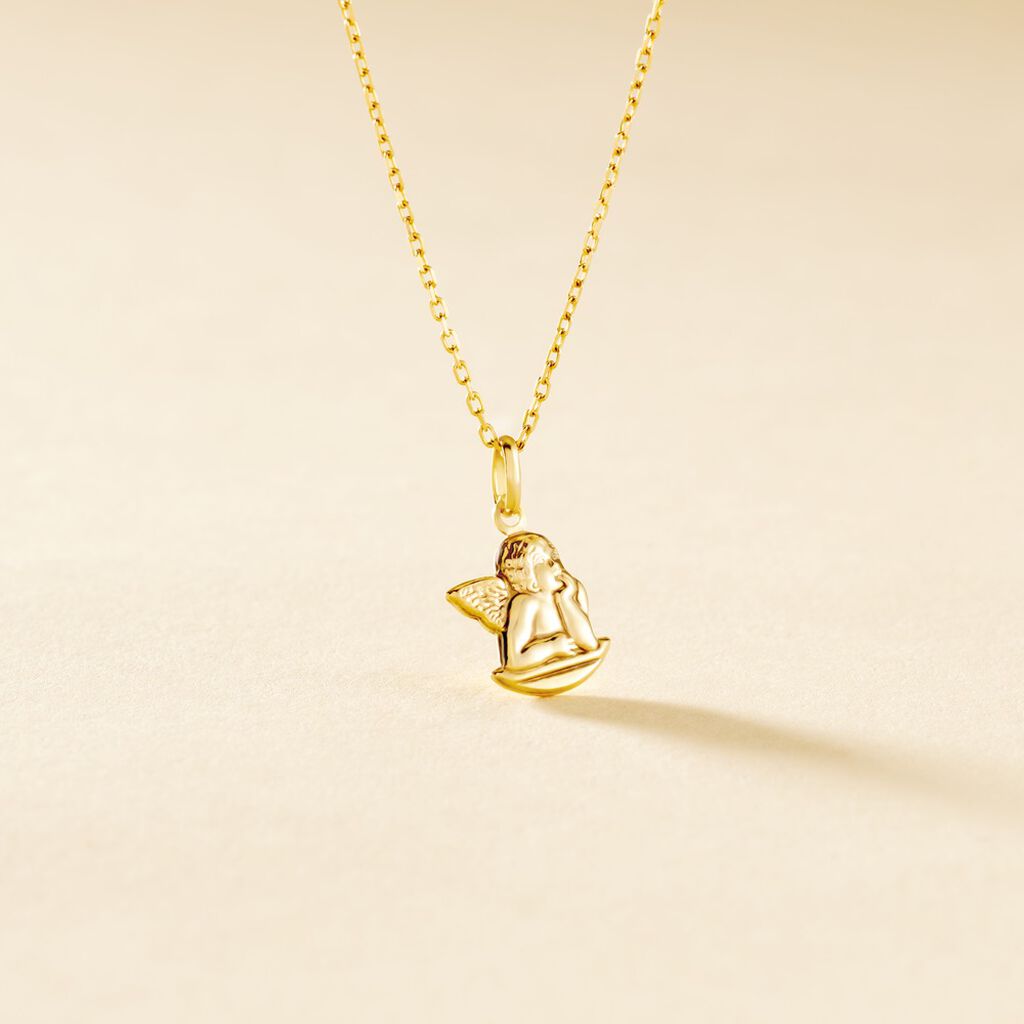 Pendentif Ange Endormi Or Jaune - Pendentifs Baptême Famille | Histoire d’Or
