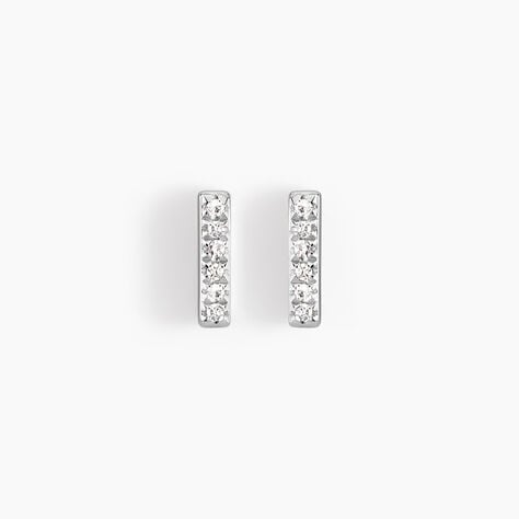 Boucles D'oreilles Puces Aprhodisia Or Blanc Diamant Blanc - Clous d'oreilles Femme | Histoire d’Or