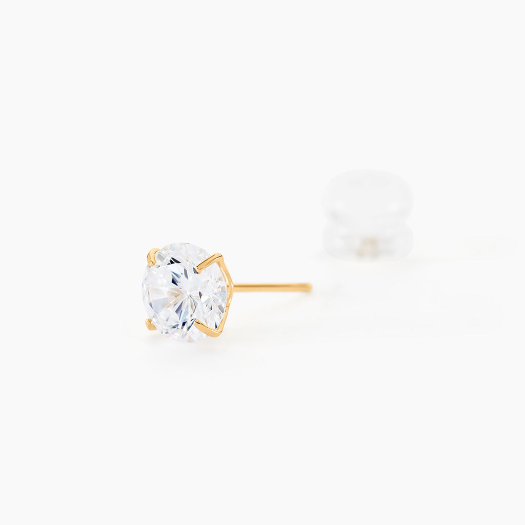 Boucles D'oreilles Puces Or Jaune Katherina Oxyde De Zirconium - Clous d'oreilles Femme | Histoire d’Or