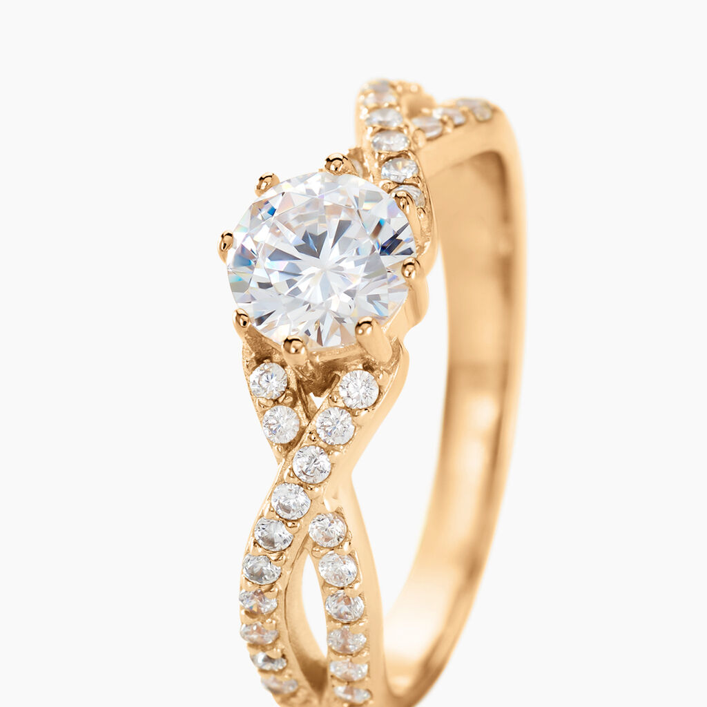 Bague Solitaire Plaqué Or Jaune Arienne Oxydes De Zirconium - Bagues solitaires Femme | Histoire d’Or