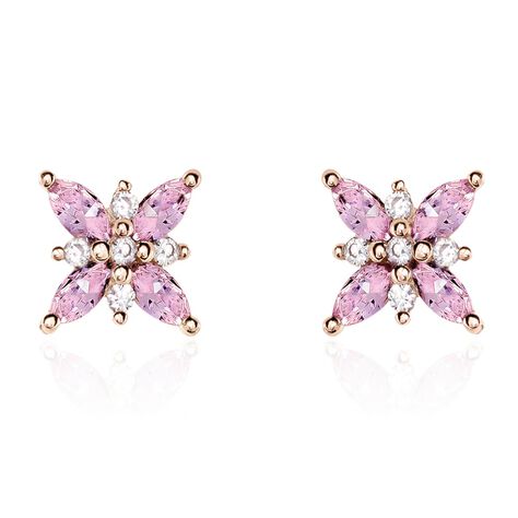 Boucles D'oreilles Puces Anabele Or Rose Amethyste Oxyde - Clous d'oreilles Femme | Histoire d’Or