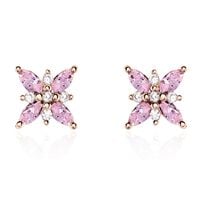 Boucles D'oreilles Puces Anabele Or Rose Amethyste Oxyde