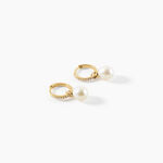 Cr&eacute;oles Anes Argent Dor&eacute; A L'Or 750/1000 Perle De Culture Oxyde De Zirconium - Boucles d'oreilles cr&eacute;oles Femme | Histoire d&rsquo;Or