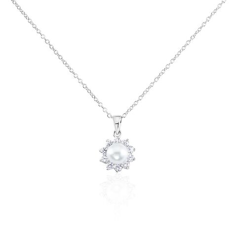 Collier Argent Blanc Cheri Perle De Culture Oxydes De Zirconium - Colliers fantaisie Femme | Histoire d’Or