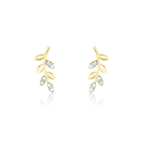 Boucles D'oreilles Puces Palmiro Or Jaune Diamant - Clous d'oreilles Femme | Histoire d’Or