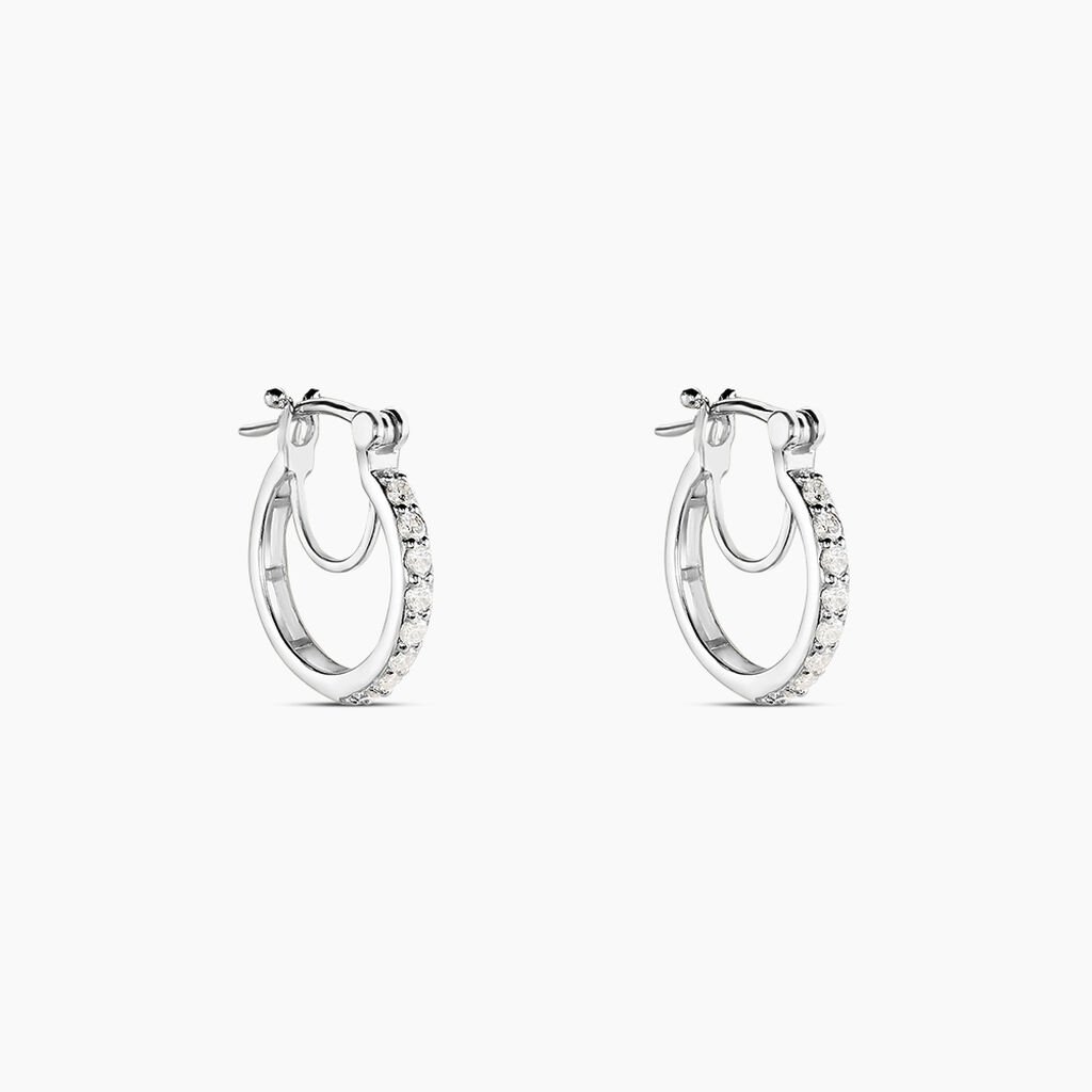 Cr&eacute;oles Pasha Argent Blanc Oxyde De Zirconium - Boucles d'oreilles cr&eacute;oles Femme | Histoire d&rsquo;Or