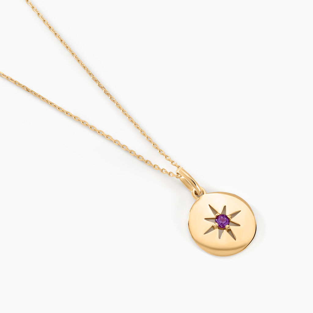 Collier Or Jaune Evening Star Amethyste