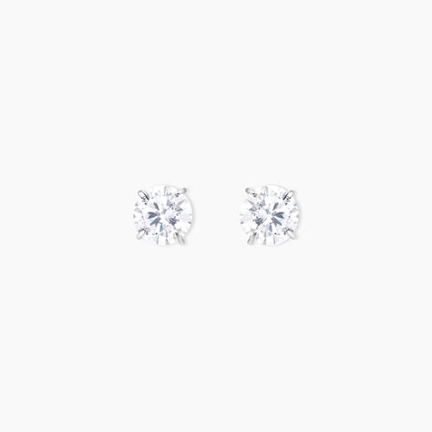 Boucles D'oreilles Puces Or Blanc Katherina Oxyde De Zirconium - Clous d'oreilles Femme | Histoire d’Or