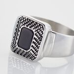 Bague Acier Vieillie Antonny Agate - Bagues solitaires Homme | Histoire d&rsquo;Or