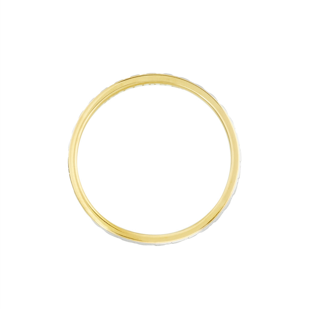 Alliance Grain De Folie Diamantee Ruban Plat Or Bicolore - Alliances Unisex | Histoire d&rsquo;Or