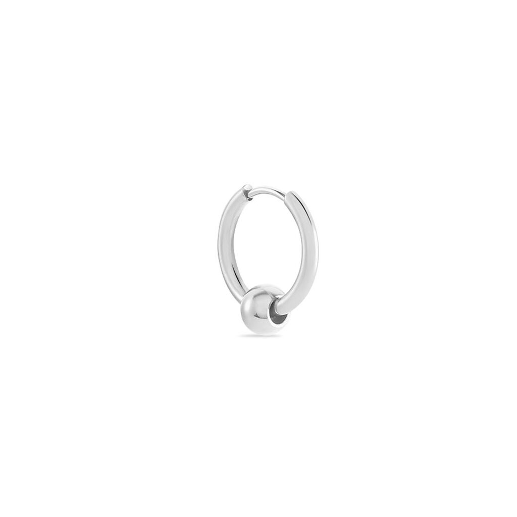 Créole Unitaire Pino Acier Blanc - Boucles d'oreilles créoles Homme | Histoire d’Or
