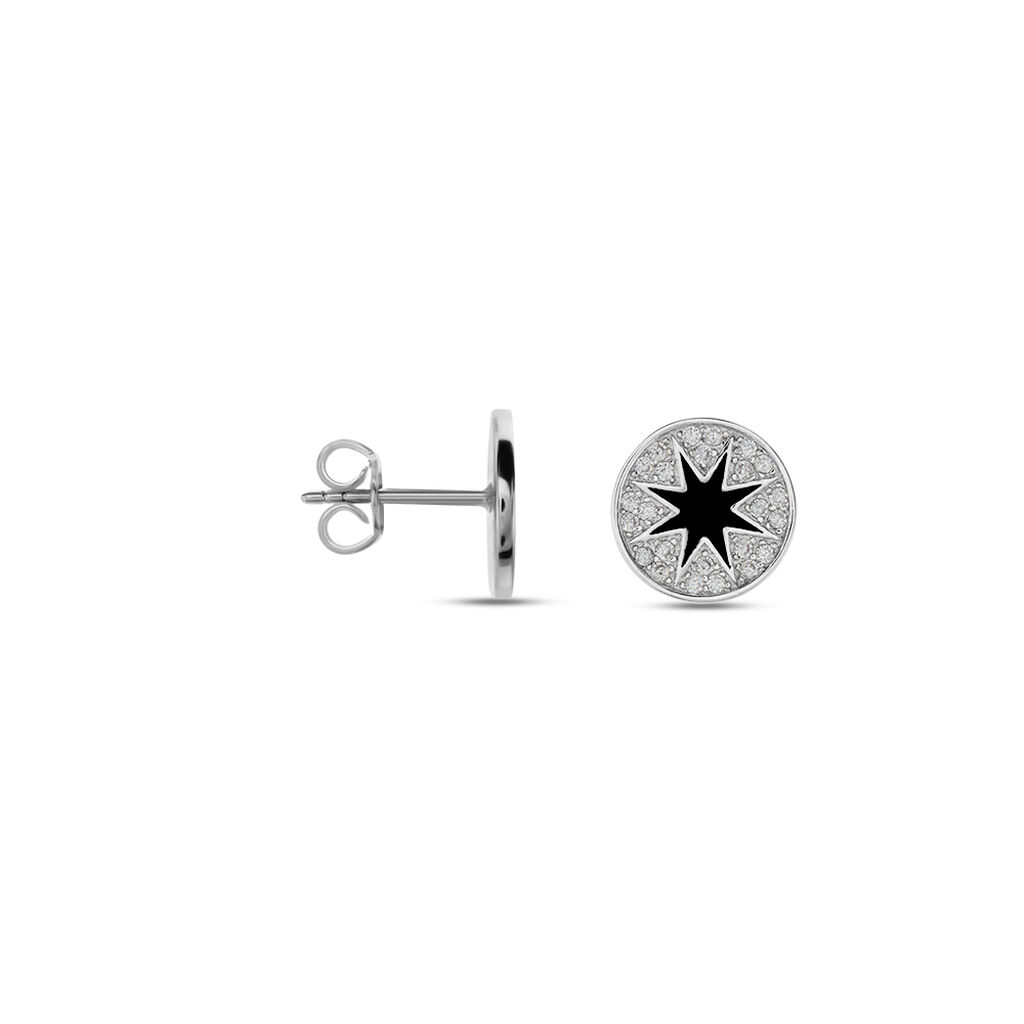 Boucles D'oreilles Puces Argent Blanc Winston Oxydes De Zirconium - Boucles d'oreilles fantaisie Femme | Histoire d’Or