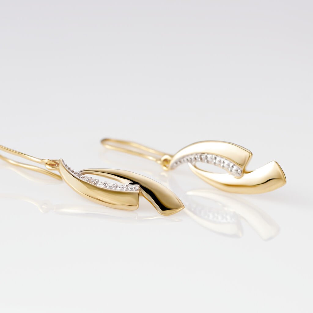 Boucles D'oreilles Pendantes Aube Or Bicolore Diamant - Boucles d'oreilles pendantes Femme | Histoire d’Or