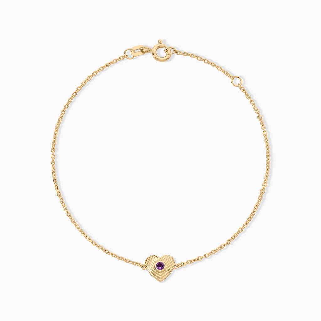 Bracelet Benno Argent Dor&eacute; A L'Or 750/1000 Am&eacute;thyste - F&ecirc;te des m&egrave;res Femme | Histoire d&rsquo;Or