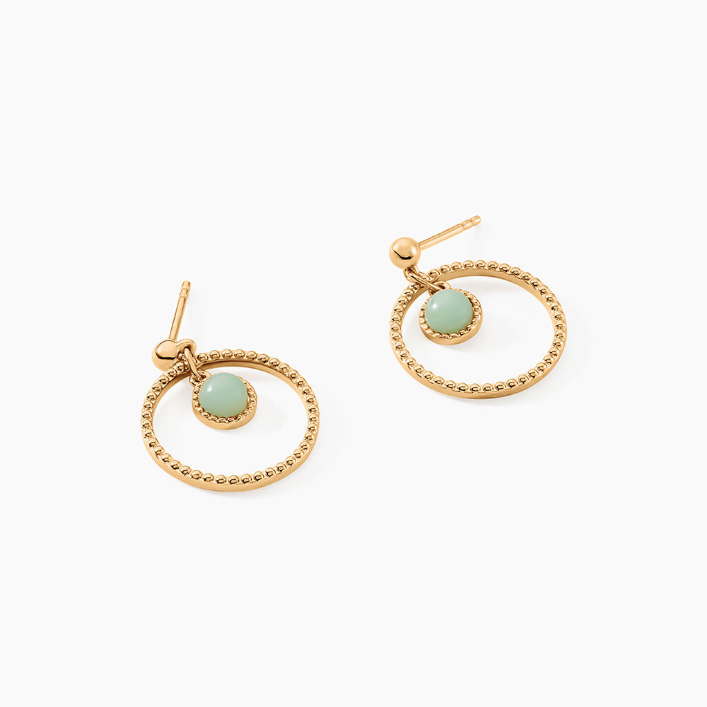 Boucles D'oreilles Pendantes Amalthea Plaqué Or Doré Aventurine Vert - Boucles d'oreilles fantaisie Femme | Histoire d’Or