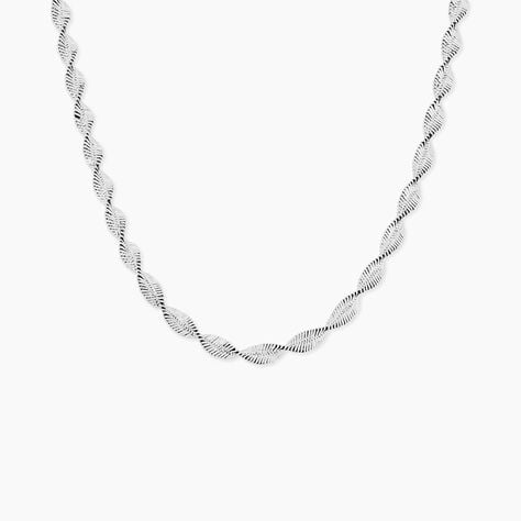 Collier Ciana Torsade Diamante Argent Blanc - Chaines Femme | Histoire d&rsquo;Or