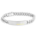 Bracelet Identit&eacute; Adoline Acier Blanc Diamant - Gourmettes Homme | Histoire d&rsquo;Or