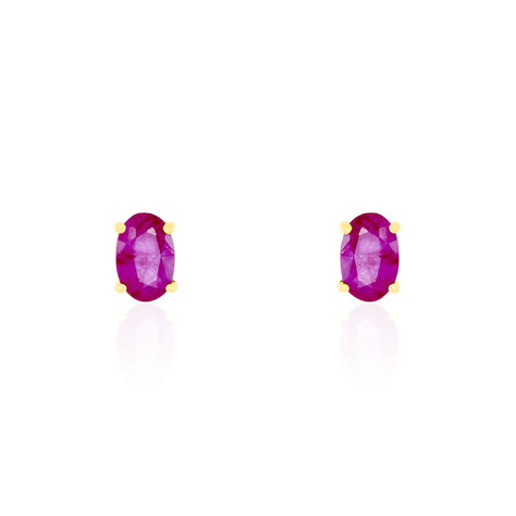 Boucles D'oreilles Puces Ovale Or Jaune Rubis - Clous d'oreilles Femme | Histoire d’Or