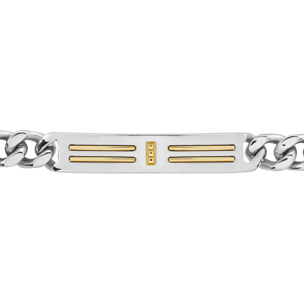 Bracelet Identité Acier Blanc Et Plaqué Or Aristocles - Bracelets Homme | Histoire d’Or