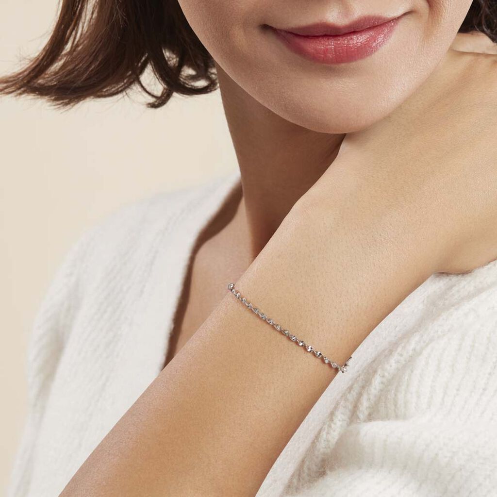 Bracelet Ciana Torsade Diamante Argent Blanc - Bracelets chaîne Femme | Histoire d’Or