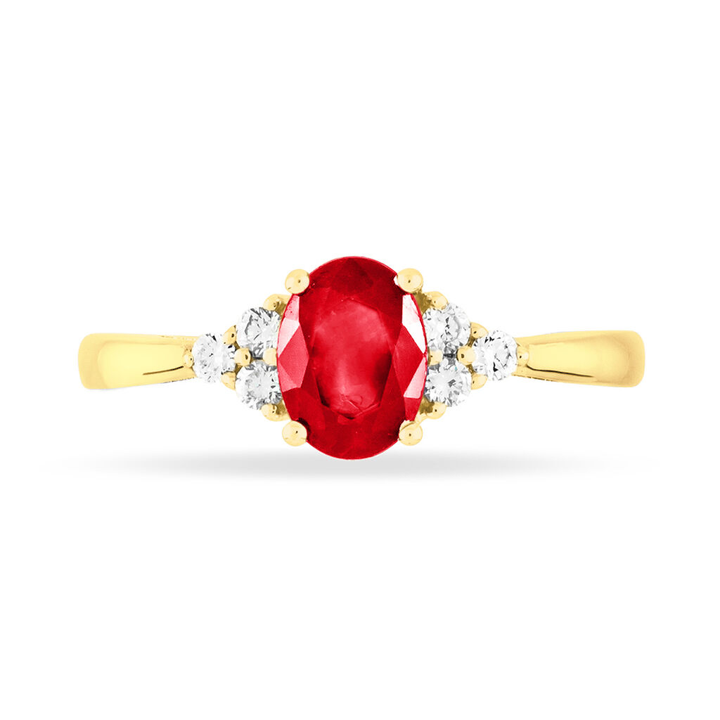 Bague Lea Or Jaune Rubis Et Diamant - Bagues solitaires Femme | Histoire d&rsquo;Or