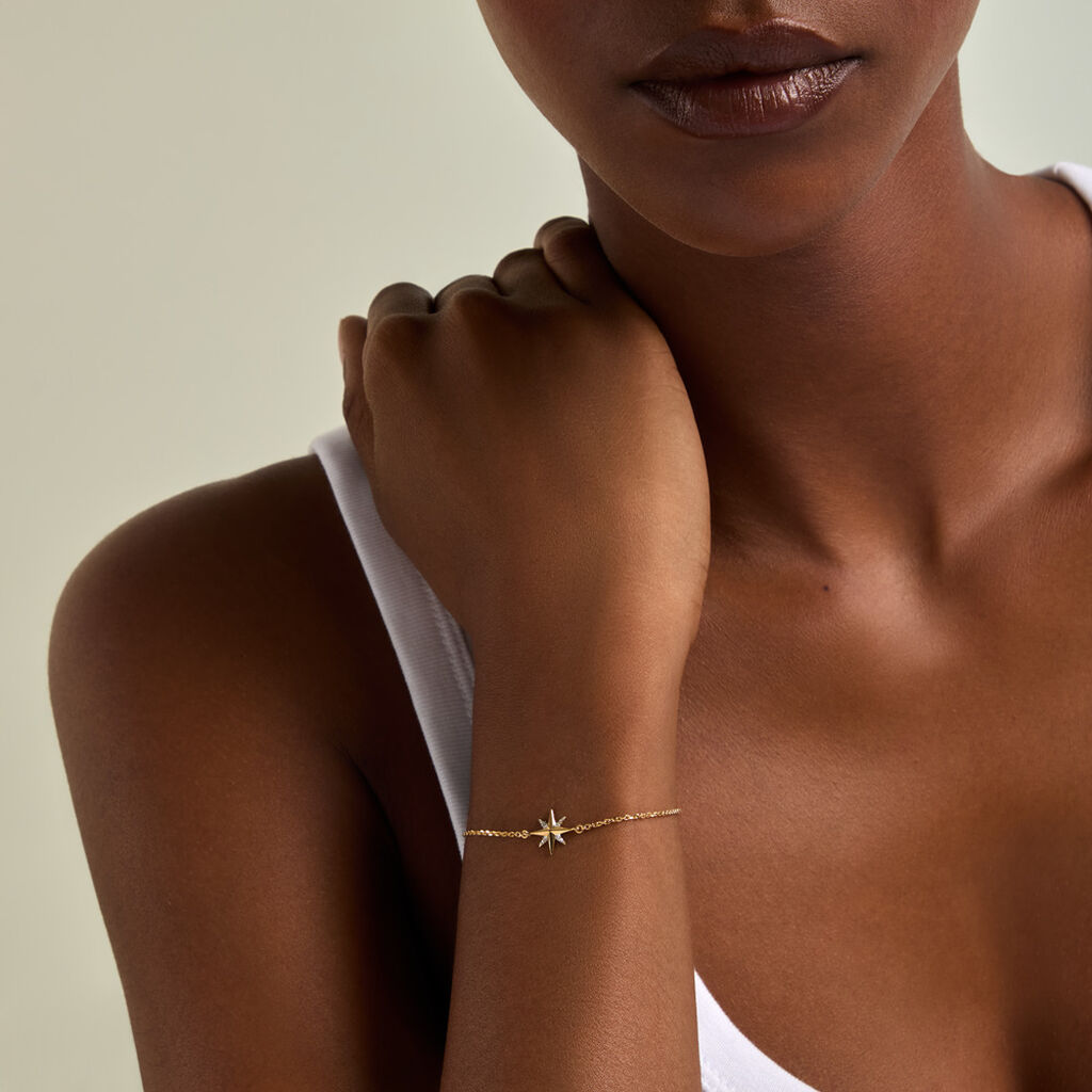 Bracelet Falling Star Argent Dor&eacute; A L'Or 750/1000 Oxyde De Zirconium - Bracelets Femme | Histoire d&rsquo;Or