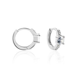 Créoles Argent Blanc Gregh Oxydes De Zirconium - Boucles d'oreilles créoles Femme | Histoire d’Or