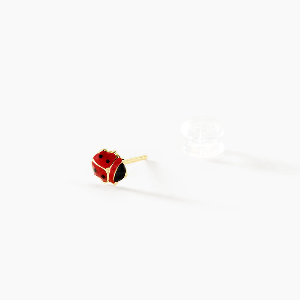 Boucles D'oreilles Coccinelles En Or Jaune 9 Carats Et Émail - Neuf Avec étiquettes - Jewellerybox