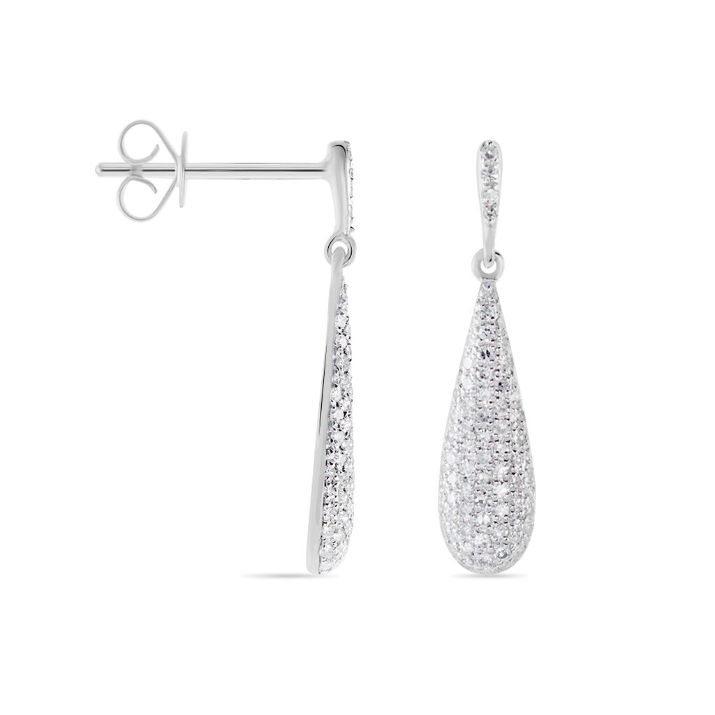 Boucles D'oreilles Puces Celine Or Blanc Diamant - Boucles d'oreilles pendantes Femme | Histoire d’Or